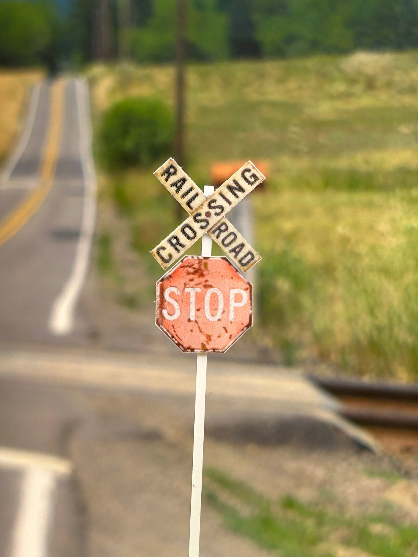 🟢 Crossbuck + Stop Sign