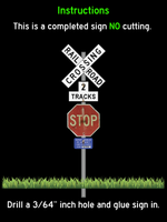 HO-2400-v4 / Crossbuck + 4 Tracks + Red Stop Sign + Blue ID