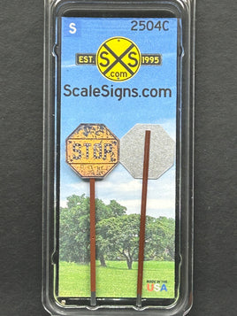 S-2504-C / Weathered Yellow Stop Signs with Cat Eyes