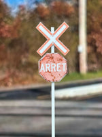 HO-2202-F / Canadian Crossbuck + ARRET Sign - Faded