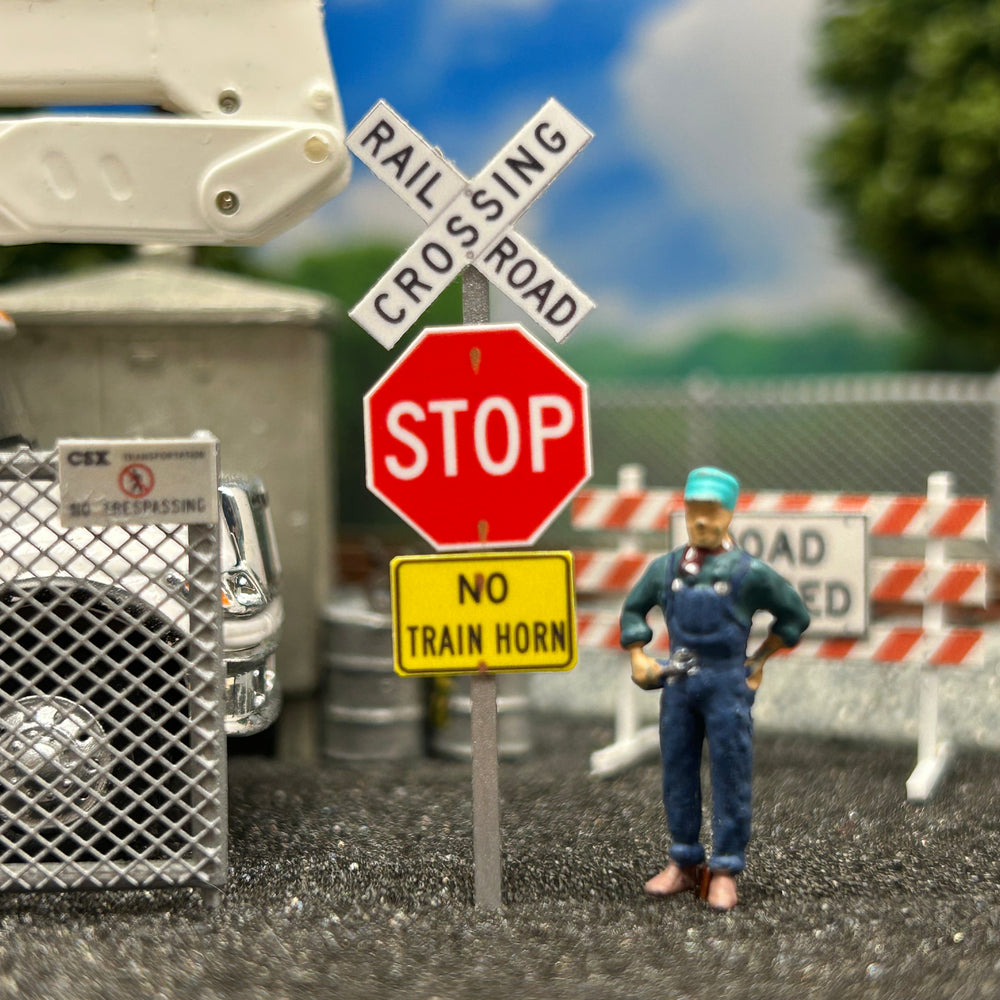 Model Train Crossbuck Scale Detailed Model Street and Railroad Signs in 1:87 HO – ScaleSigns.com