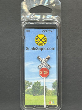 HO-2205-v2 / Lt. Rust Railroad Crossbuck + Stop Sign