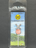 HO-2206-v2 / Lt. Rust Railroad Crossbuck + Stop Sign