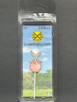 HO-2206-v3 / Weathered Crossbuck + Stop Sign
